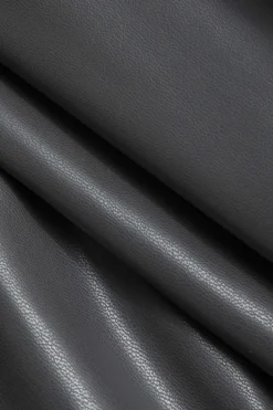 MICAS Skirts-Color Block Faux Leather Pleated Asymmetrical Skirt GRAY