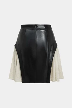 MICAS Skirts-Color Block Patchwork Ruched Zipper Skirt