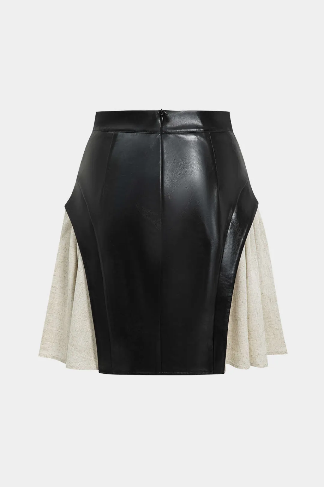 MICAS Skirts-Color Block Patchwork Ruched Zipper Skirt