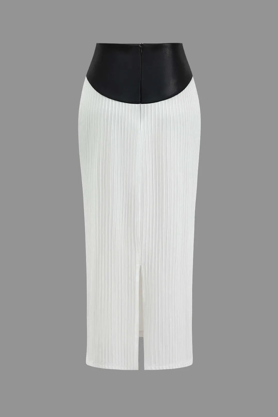 MICAS Skirts-Color Block Pleated Zipper Skirt WHITE