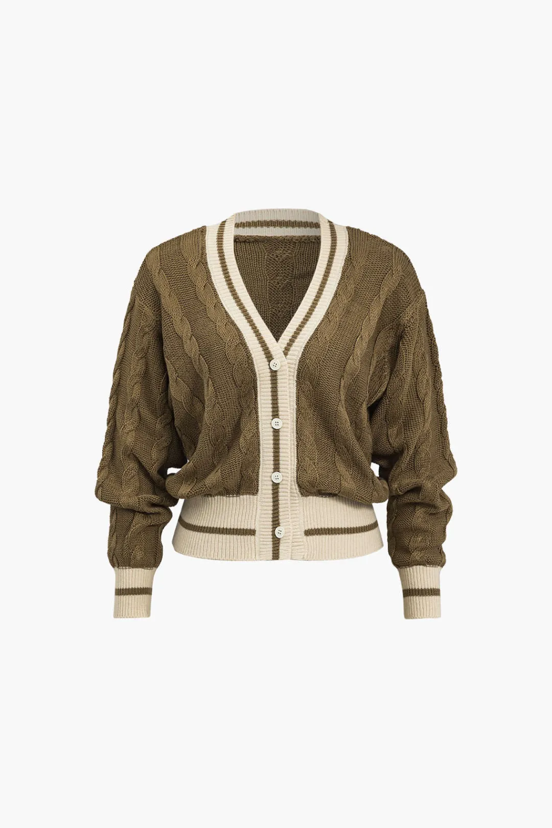 MICAS Outerwear|Knitwear-Color Block Print Button Sweater Cardigan