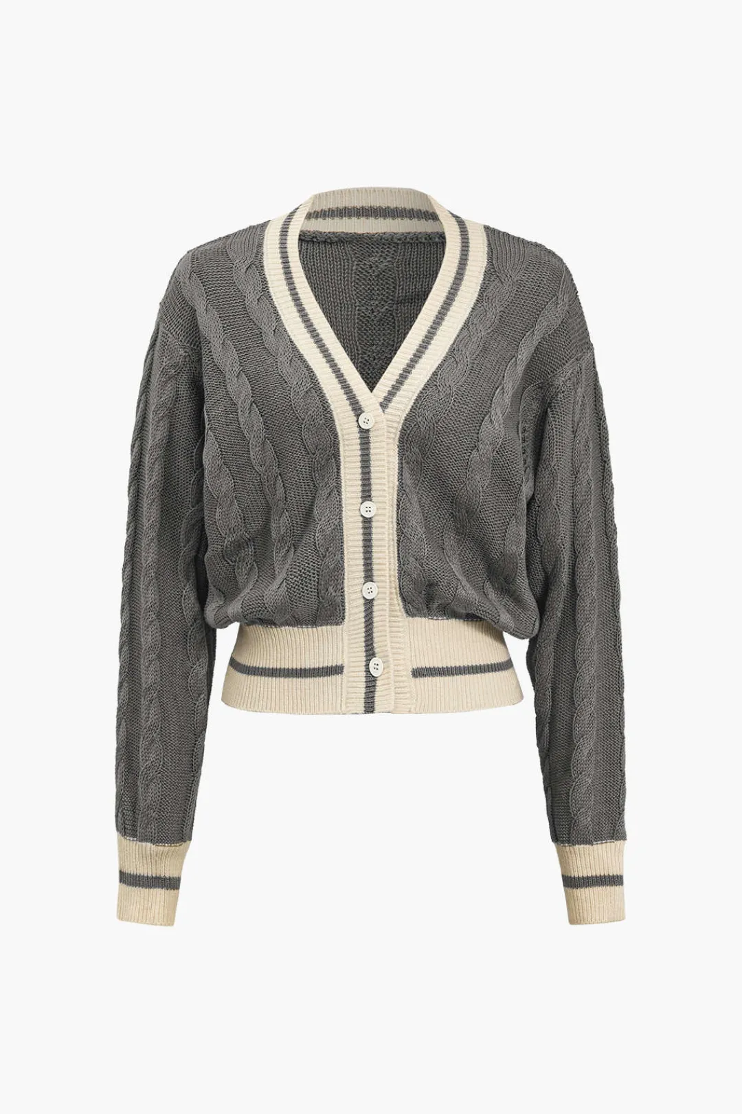 MICAS Outerwear|Knitwear-Color Block Print Button Sweater Cardigan