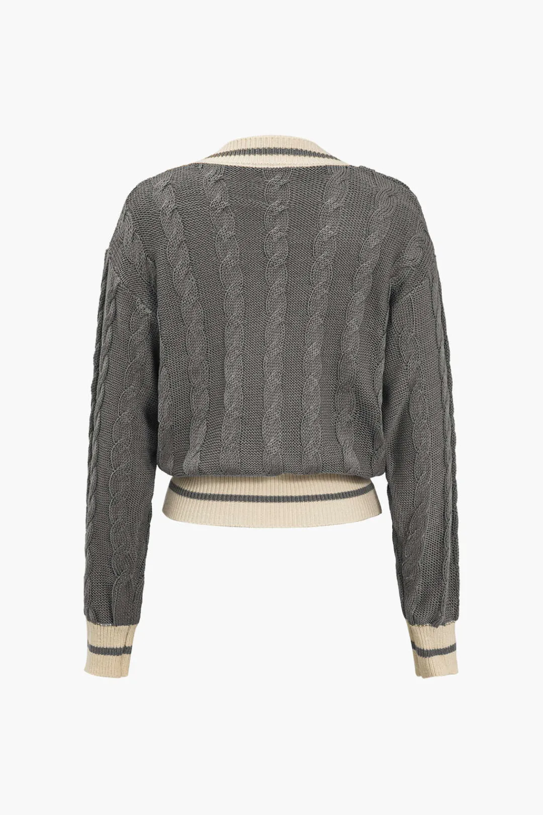 MICAS Outerwear|Knitwear-Color Block Print Button Sweater Cardigan