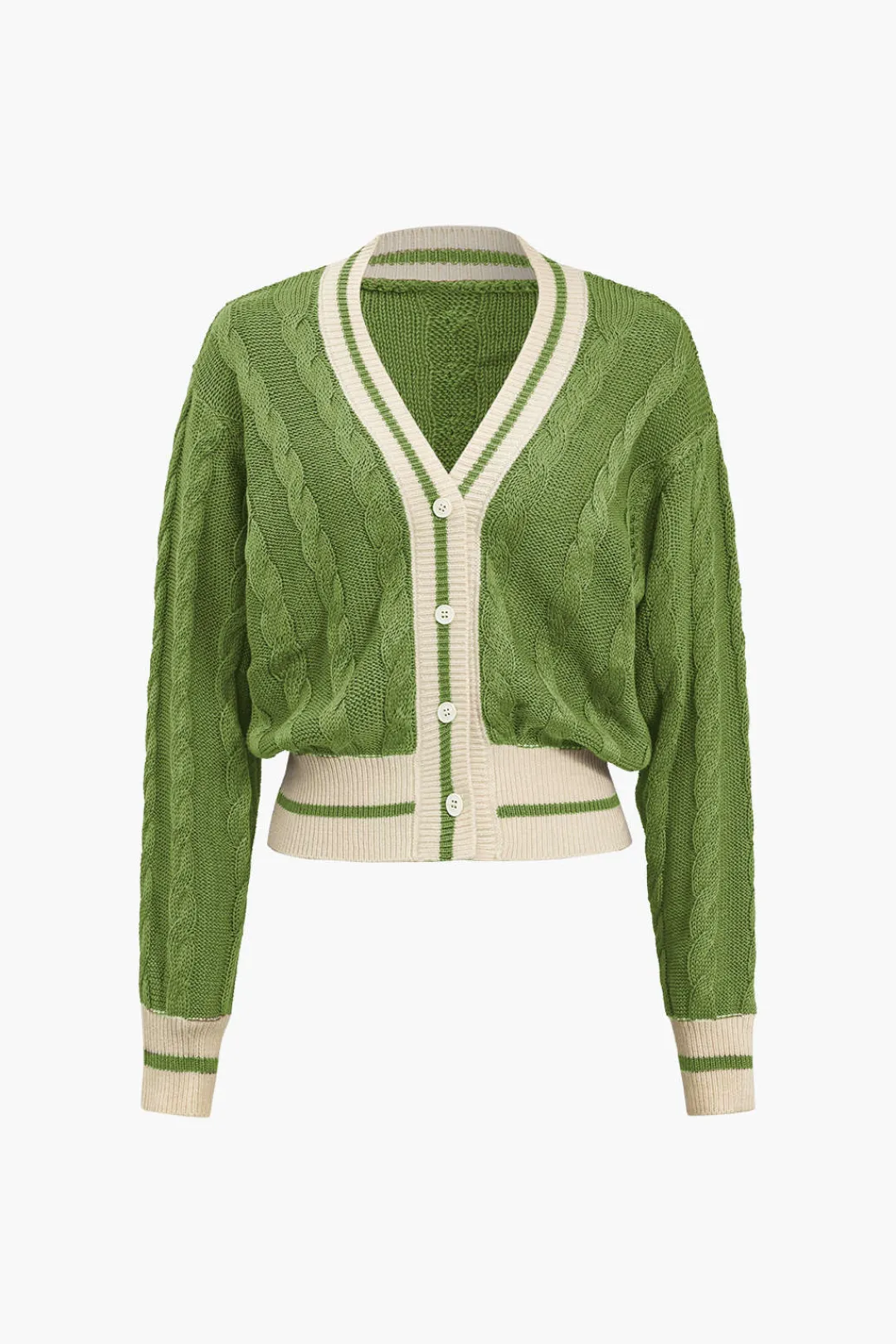 MICAS Outerwear|Knitwear-Color Block Print Button Sweater Cardigan