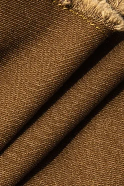 MICAS Skirts-Color Block Print Denim Patchwork Mini Skirt BROWN