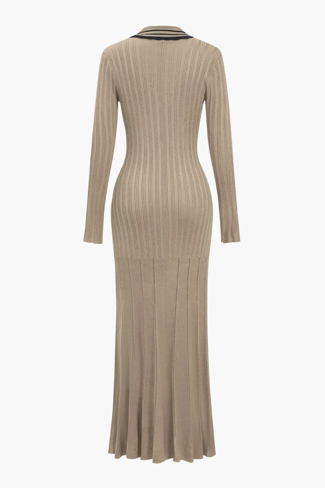 MICAS Long Sleeve Dresses|Knit Dresses-Color Block Print Knit Button Metallic Fake Pockets Dress MOCHA