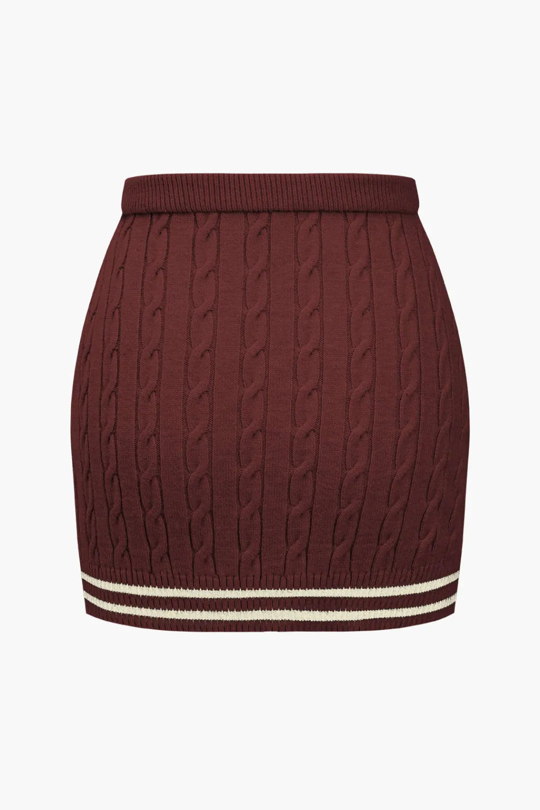 MICAS Knitwear|Knit Bottoms-Color Block Print Knit Button Skirt