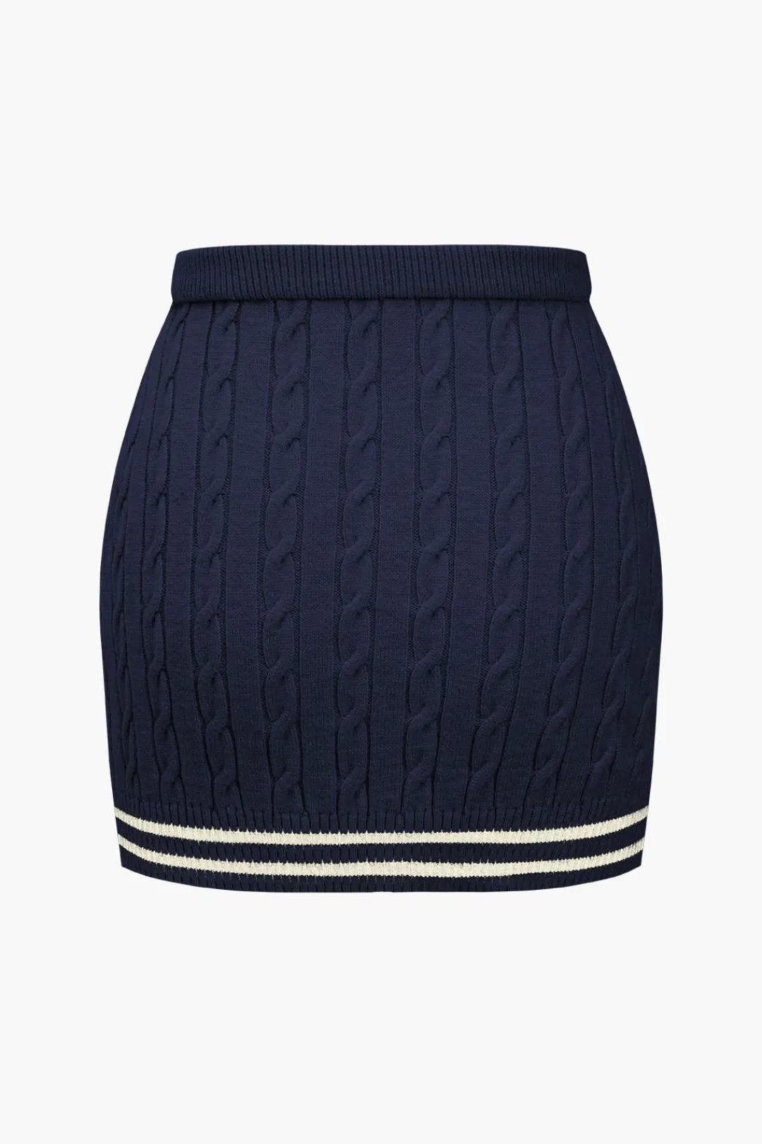 MICAS Knitwear|Knit Bottoms-Color Block Print Knit Button Skirt