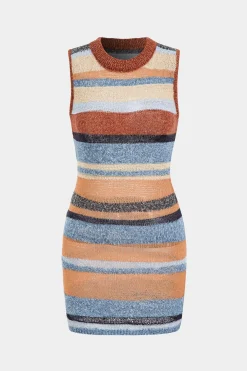 MICAS Knit Dresses-Color Block Print Knit Cut Out Sleeveless Dress MULTICOLOR