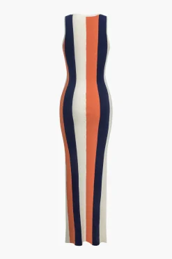 MICAS Knit Dresses-Color Block Print Knit Slit Maxi Dress MULTICOLOR