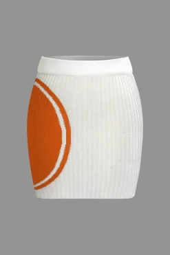 MICAS Knitwear|Vacation Sets-Color Block Print Knit Tie Side Asymmetrical Mini Skirt Set