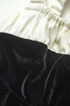 MICAS Mini Dresses-Color Block Ruched Drawstring Mini Dress BLACK