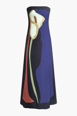 MICAS Maxi Dresses-Color Block Strapless Slit Maxi Dress