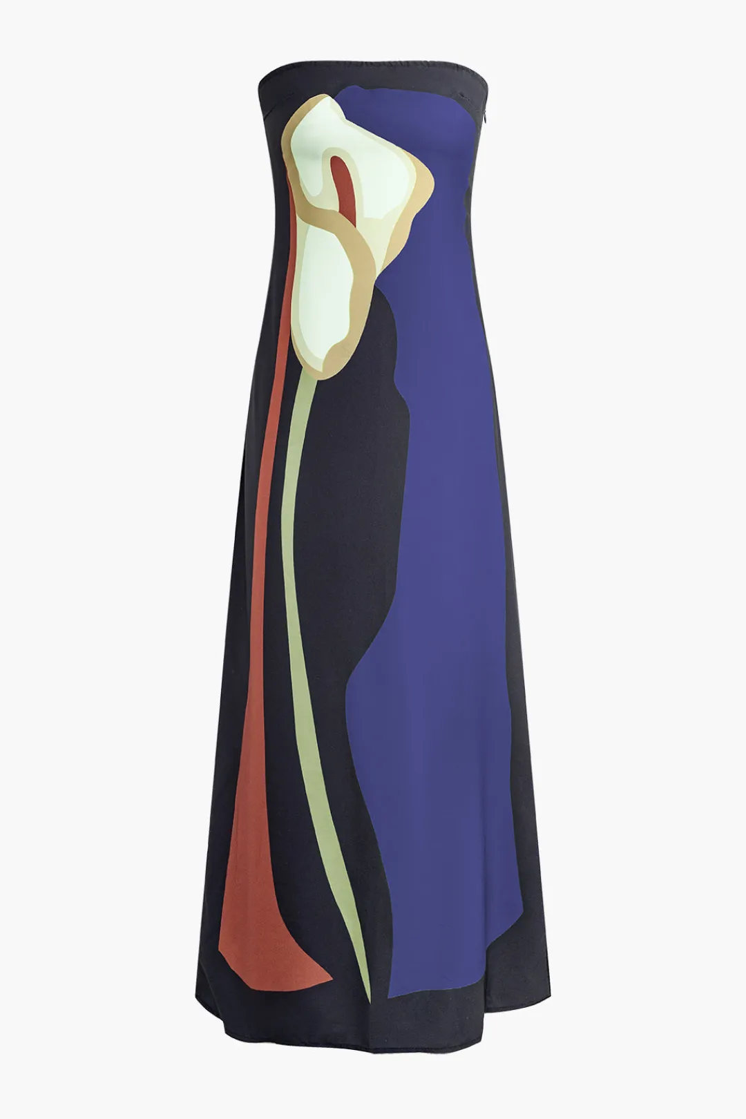 MICAS Maxi Dresses-Color Block Strapless Slit Maxi Dress