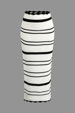 MICAS Knitwear|Vacation Sets-Color Block Stripe Knit Cami Top And Skirt Set Contrast Color