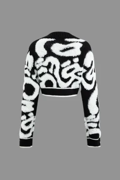 MICAS Outerwear|Knitwear-Colorblock V-neck Knit Button Up Cardigan