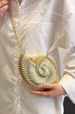 MICAS Bags|Accessories-Conch Design Cross-body Bag GOLD