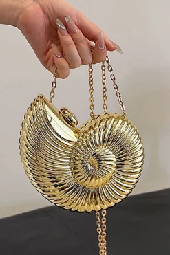 MICAS Bags|Accessories-Conch Design Cross-body Bag GOLD