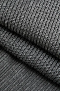 MICAS Knit Dresses-Contrast Cut Out Knit Dress DARK GRAY