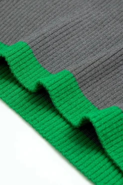 MICAS Knit Dresses-Contrast Cut Out Knit Dress DARK GRAY