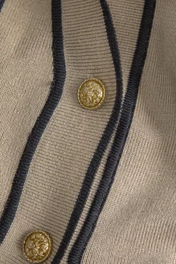 MICAS Knitwear|Knit Sets-Contrast Binding Knit Top And Pants Set KHAKI