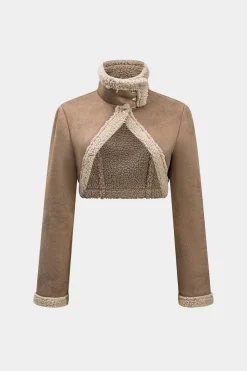 MICAS Outerwear|Outerwear-Contrast Binding V-shape Cut Jacket LIGHT BROWN