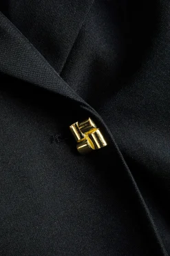 MICAS Outerwear|Outerwear-Contrast Button Pocket Blazer BLACK