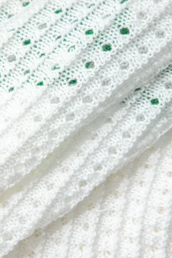 MICAS Knit Dresses-Contrast Button Up Short Sleeve Cardigan Hollow Out Knit Mini Dress Contrast Color