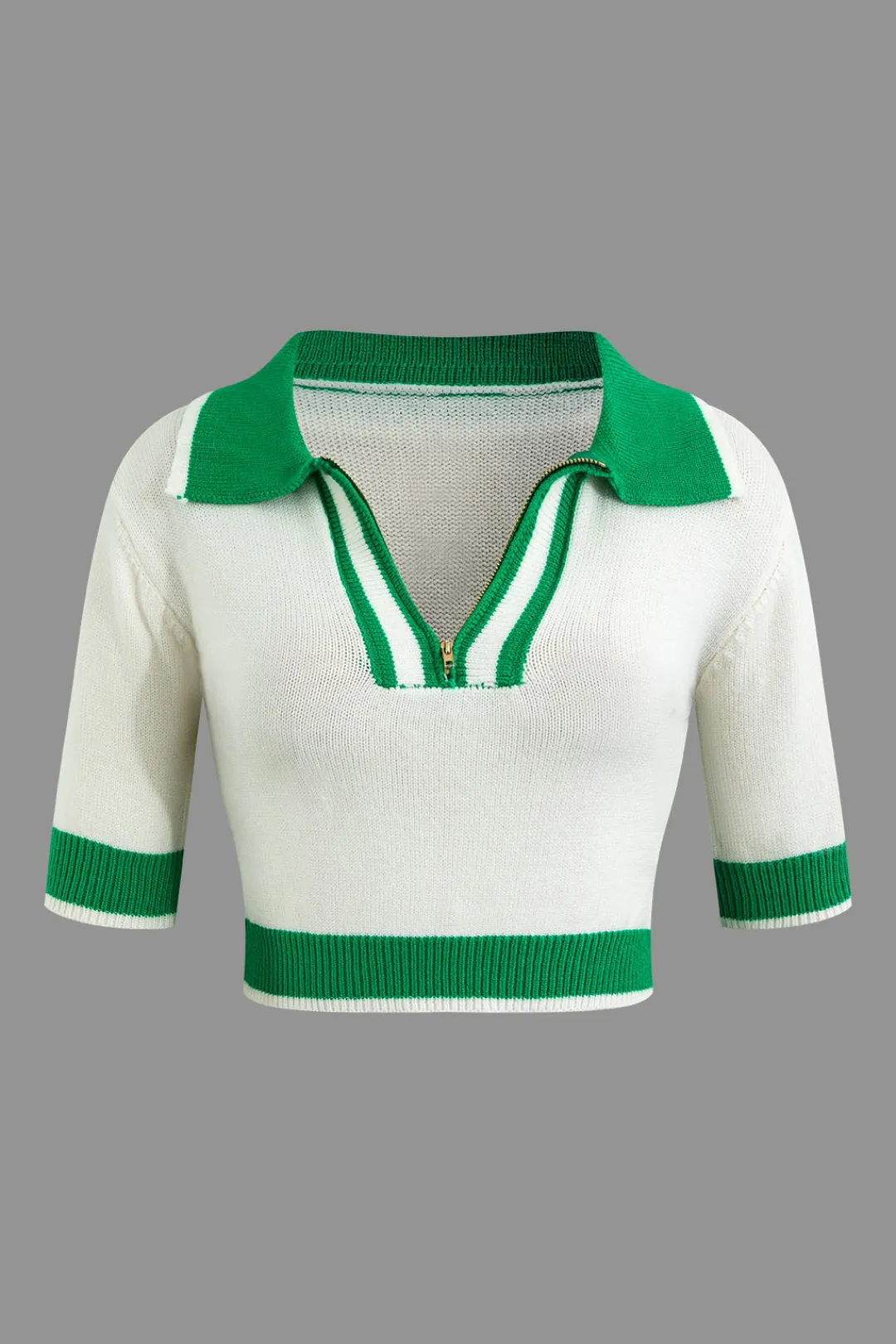 MICAS Vacation Sets|Knit Sets-Contrast Collar Crop Knit Top And Mini Skirt Set