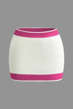 MICAS Vacation Sets|Knit Sets-Contrast Collar Crop Knit Top And Mini Skirt Set