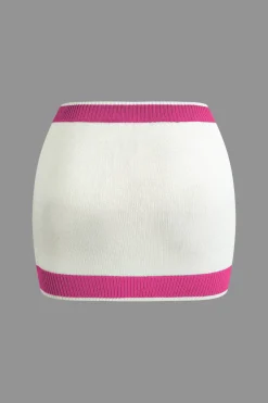 MICAS Vacation Sets|Knit Sets-Contrast Collar Crop Knit Top And Mini Skirt Set