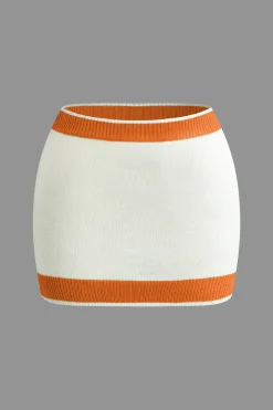 MICAS Vacation Sets|Knit Sets-Contrast Collar Crop Knit Top And Mini Skirt Set