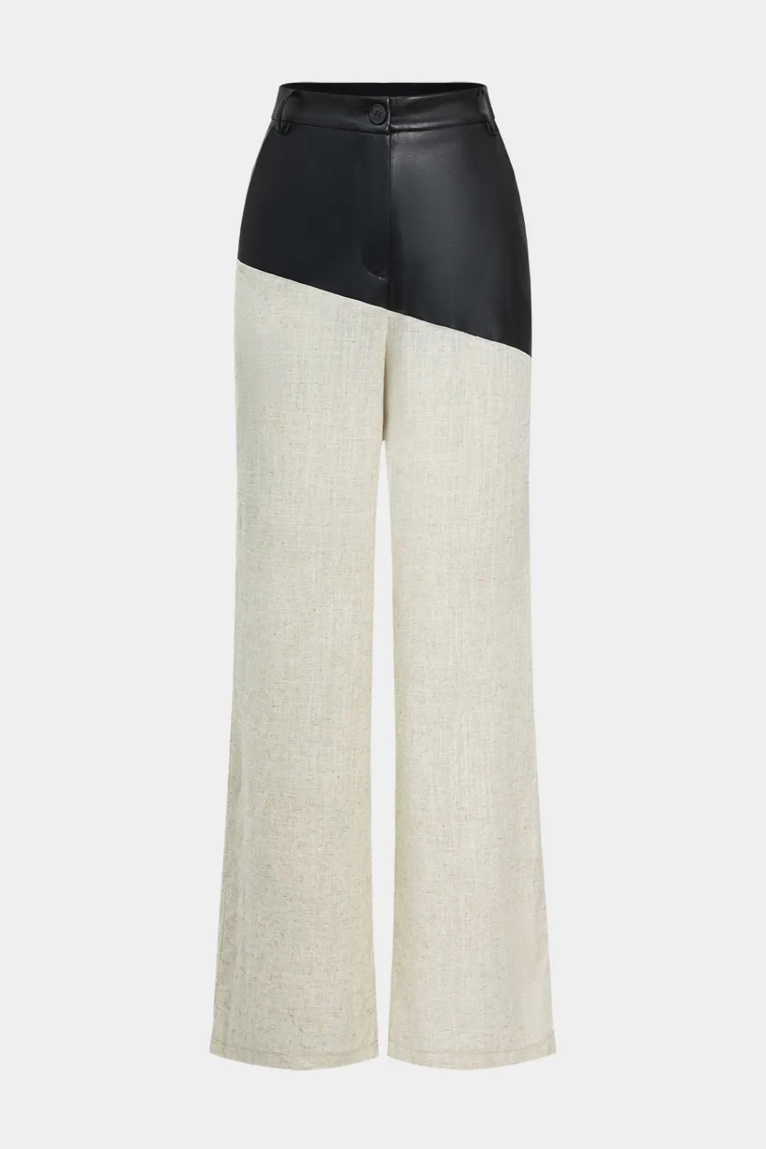 MICAS Pants-Contrast Color Block Print Straight-leg Trousers