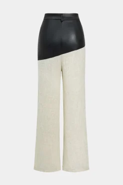 MICAS Pants-Contrast Color Block Print Straight-leg Trousers