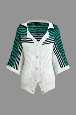 MICAS Knitwear|Knit Tops-Contrast Crochet Short Sleeve Top WHITE