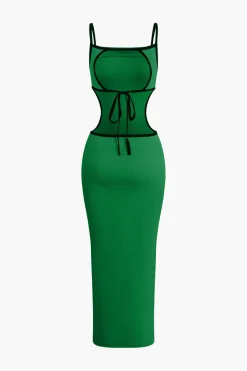 MICAS Maxi Dresses-Contrast Cut Out Backless Slip Maxi Dress
