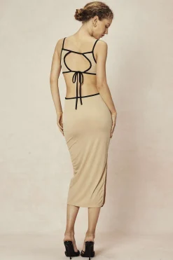 MICAS Maxi Dresses-Contrast Cut Out Backless Slip Maxi Dress