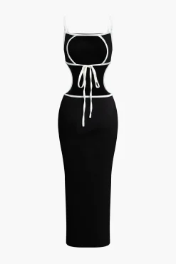 MICAS Maxi Dresses-Contrast Cut Out Backless Slip Maxi Dress