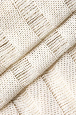 MICAS Knitwear|Knit Dresses-Contrast Distressed Ladder Knit Dress ORANGE