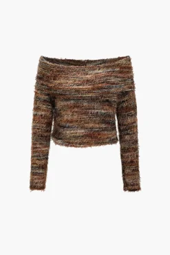 MICAS Knitwear|Knit Tops-Contrast Faux Fur Sweater Long-Sleeve Top MULTICOLOR