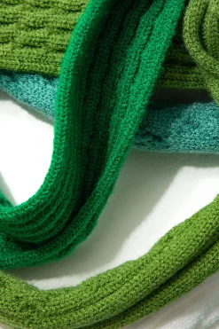 MICAS Knitwear|Skirts-Contrast Fringe Hem Knit Midi Skirt