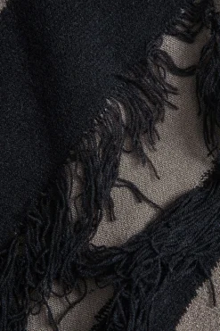 MICAS Skirts-Contrast Fringe Skirt BLACK