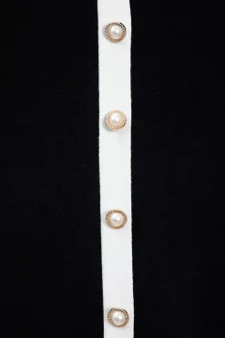 MICAS Long Sleeve Dresses|Knitwear-Contrast Knit Bowknot Back Pleated Mini Dress