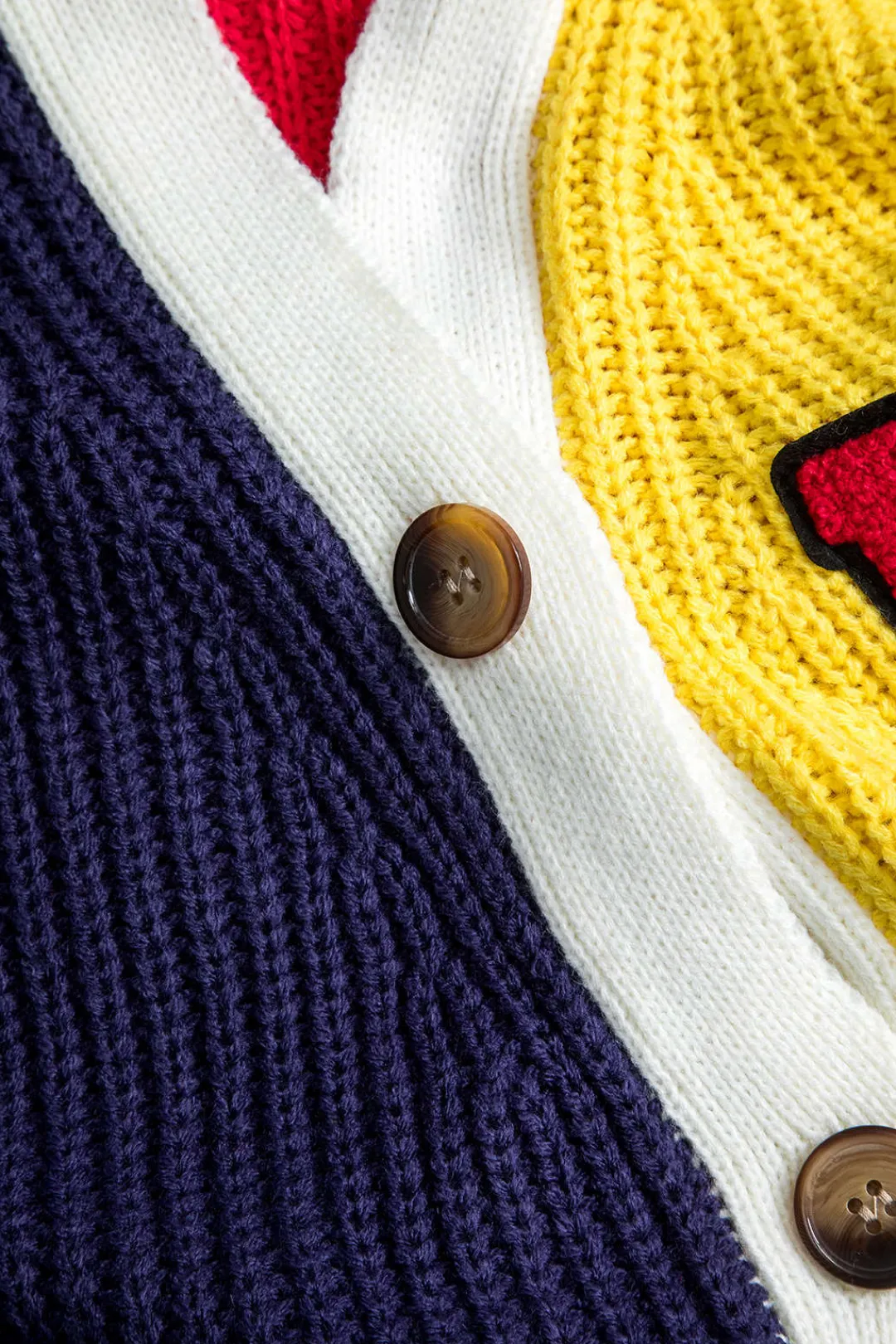 MICAS Knitwear|Knit Tops-Contrast Knit Button Long-Sleeve Top MULTICOLOR