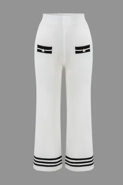 MICAS Knitwear|Knit Sets-Contrast Knit Button Top And Pants Set