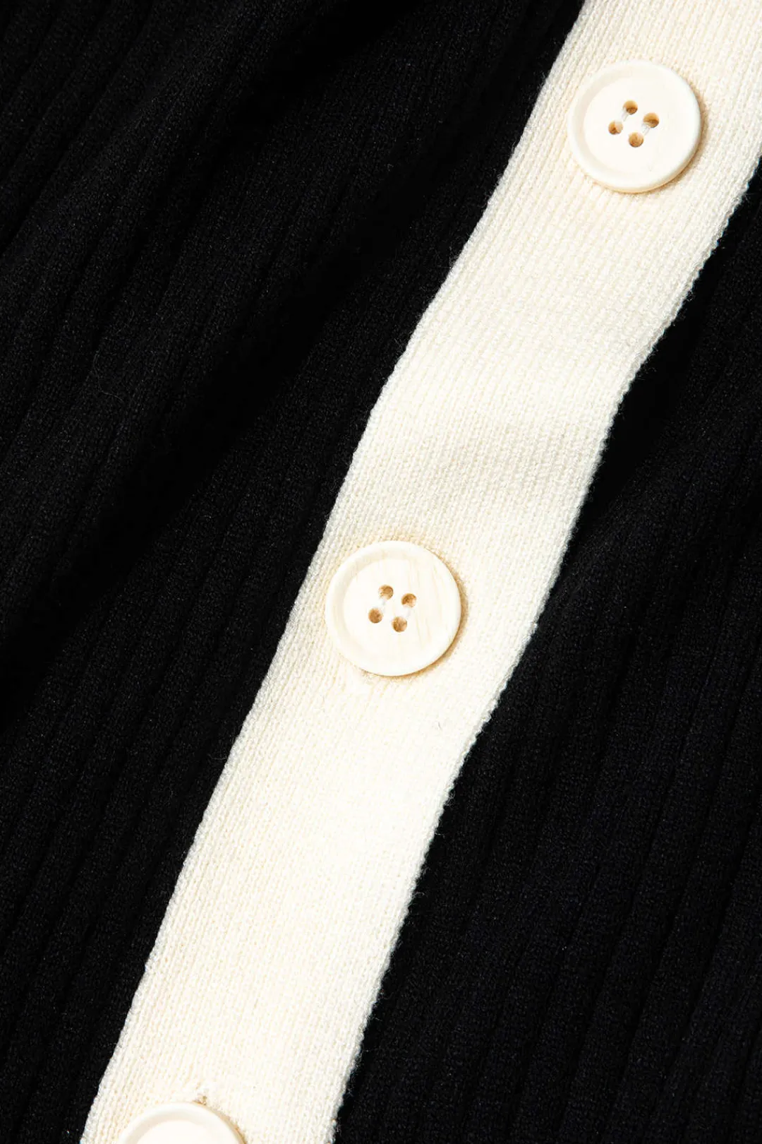 MICAS Knit Dresses-Contrast Knit Button Up Midi Dress Contrast Color