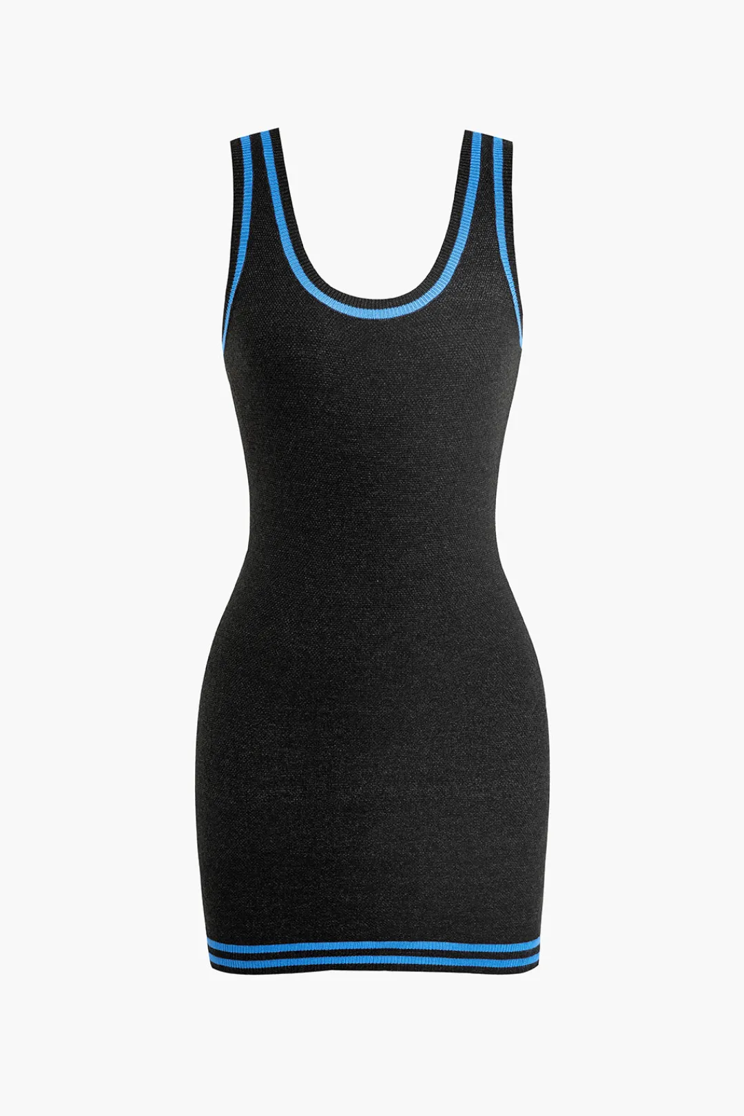 MICAS Knit Dresses-Contrast Knit Tank Mini Dress Contrast Color