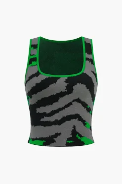 MICAS Knit Tops-Contrast Knit Tank Top GRAY