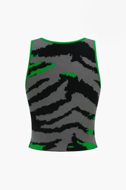 MICAS Knit Tops-Contrast Knit Tank Top GRAY