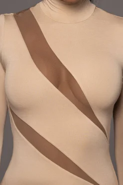 MICAS Long Sleeve Dresses|Maxi Dresses-Contrast Mesh Patchwork Maxi Dress